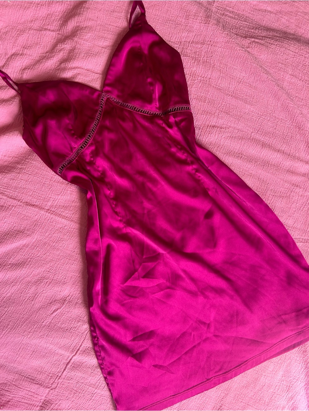 Satin Magenta Mini Slip Dress